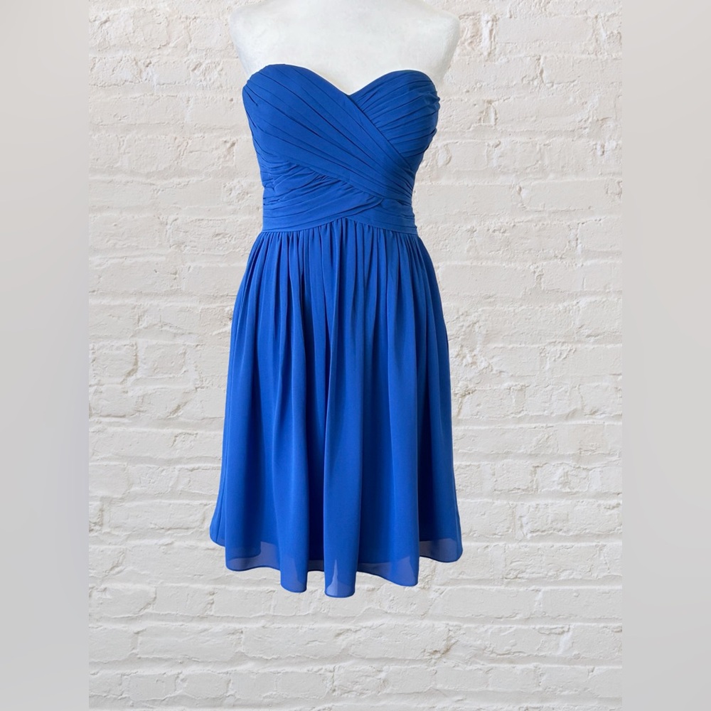 Bill Levkoff Strapless Dress Short Fit & Flare Royal Blue Size 12 NWT Fairycore